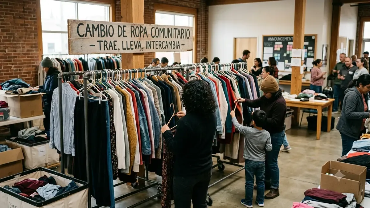 Perchero comunitario para intercambio de ropa